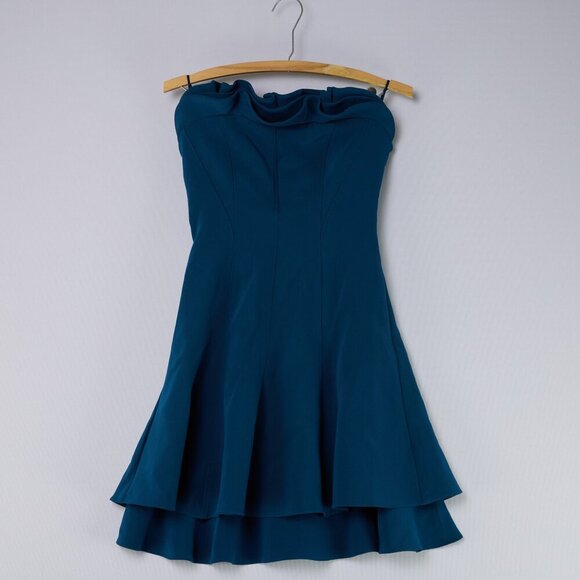 CINQ A SEPT dress Tansy Strapless Ruffle Cocktail - Picture 2 of 12